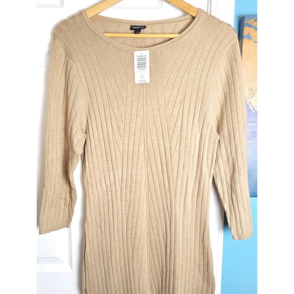 torrid Dresses & Skirts - Torrid Knit‎ Sweater Dress Women Size 1X Beige 3/4 Sleeve Boho Stretch Long NEW